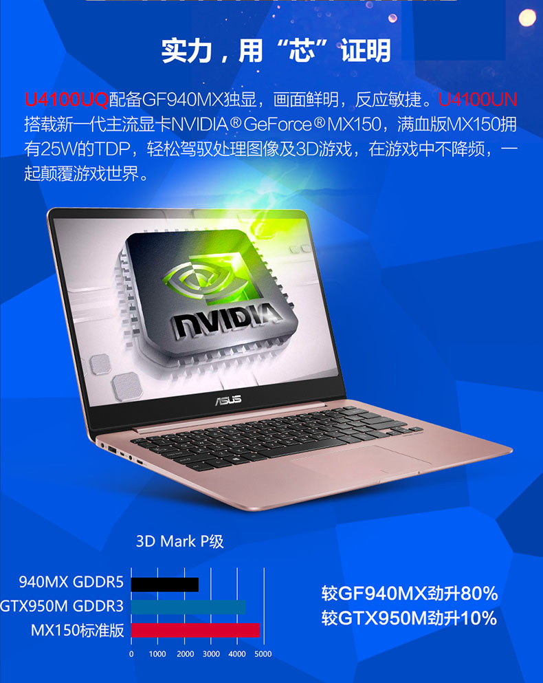 华硕u4100 uq7200 i5-7200/4g/256固态灵耀超薄商务学生游戏笔记本